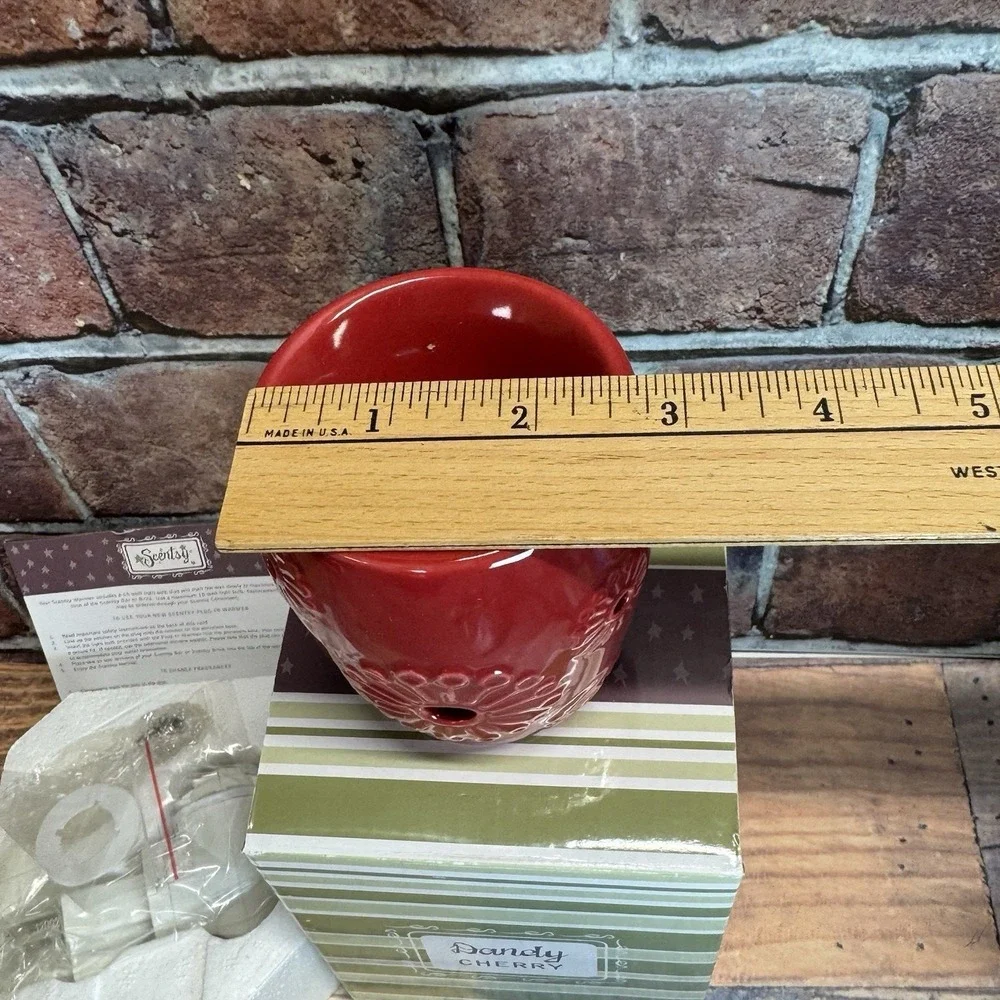 Scentsy DANDY CHERRY Plug-In Wall‎ Nightlight Wax Warmer Red Flowers Retired Box